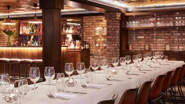 Elegant dining table at The Waterway bar, ideal for corporate events and private dinners.