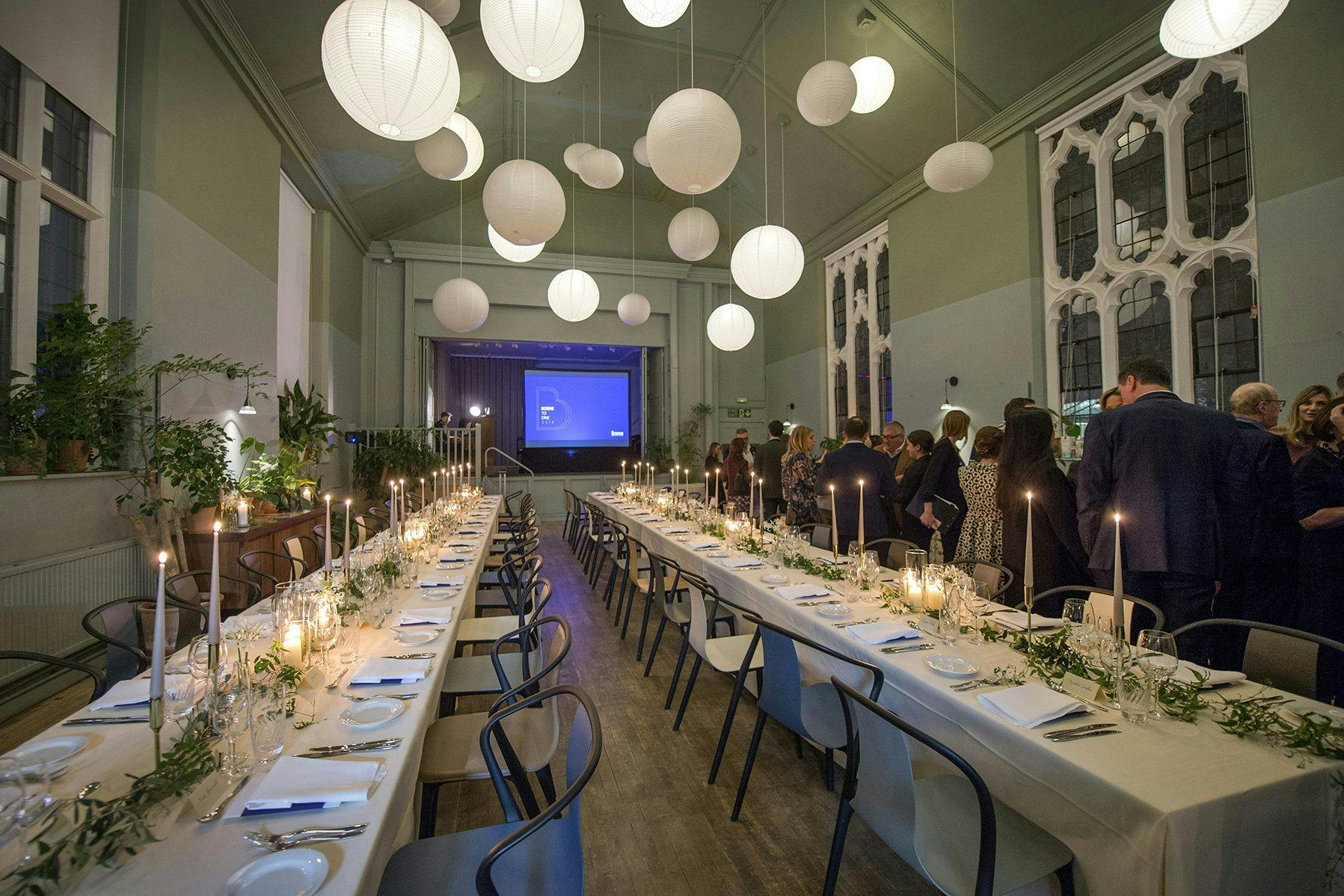 Elegant banquet setup at Refettorio Felix for corporate events and celebrations.