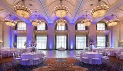 Elegant event space with chandeliers at Liberty Salon A, Philadelphia Marriott for weddings.