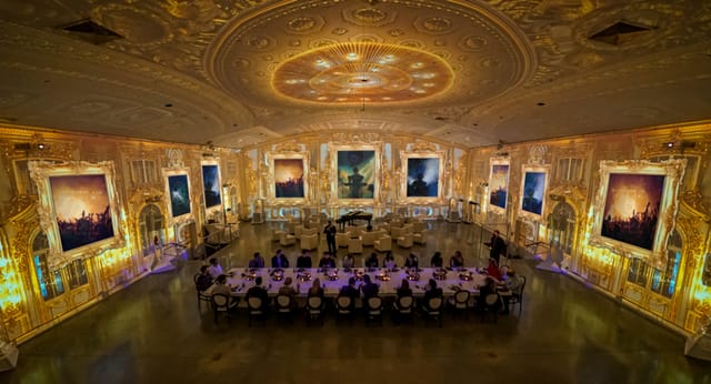 Elegant dining setup in Blank Canvas, The Temple House for gala events and meetings.
