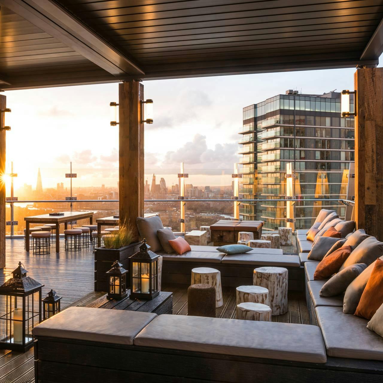 Rooftop venue at Bōkan 38 Bar with city view, ideal for upscale cocktail receptions.