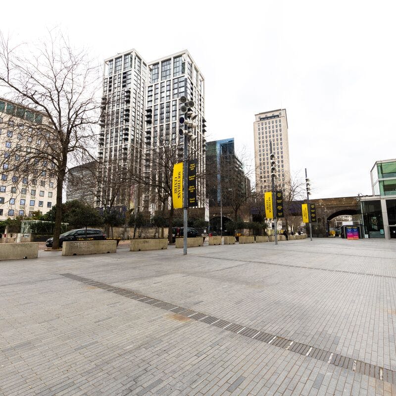Southbank Centre Square: spacious urban plaza for outdoor events with modern backdrop.