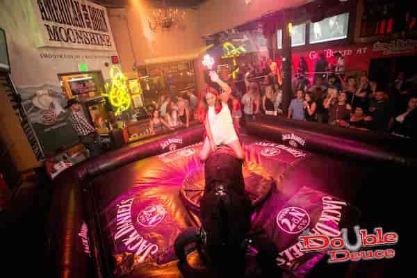 Mechanical bull at The Double Deuce, perfect for team-building and social events.
