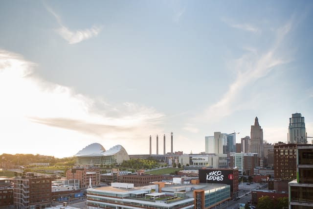 Vibrant city skyline with modern architecture, ideal for meetings and events.