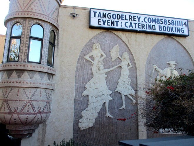 Tango Academy venue with artistic reliefs for themed events and gatherings.