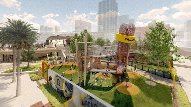 Gallagher Square playground in Petco Park, perfect for networking and family events.