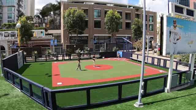 Gallagher Square at Petco Park: vibrant outdoor event space with mini baseball field.