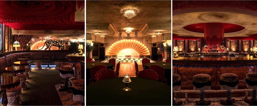 Luxurious event space with elegant lighting, perfect for high-end gatherings and themed parties.