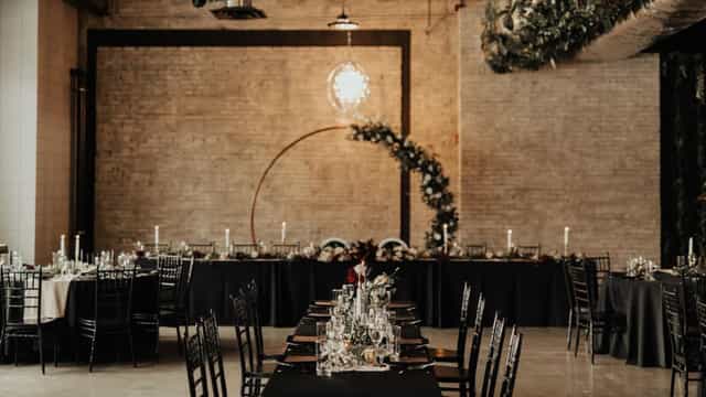 Elegant event space in Foundry Room, ideal for weddings and corporate gatherings.
