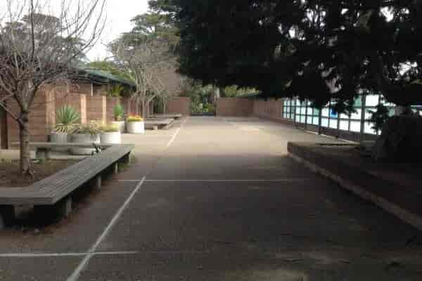 Versatile outdoor gallery with benches, perfect for casual meetings and team-building events.