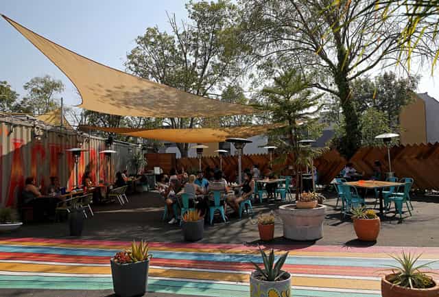 Vibrant outdoor event space in San Francisco Mensa, perfect for gatherings and networking.