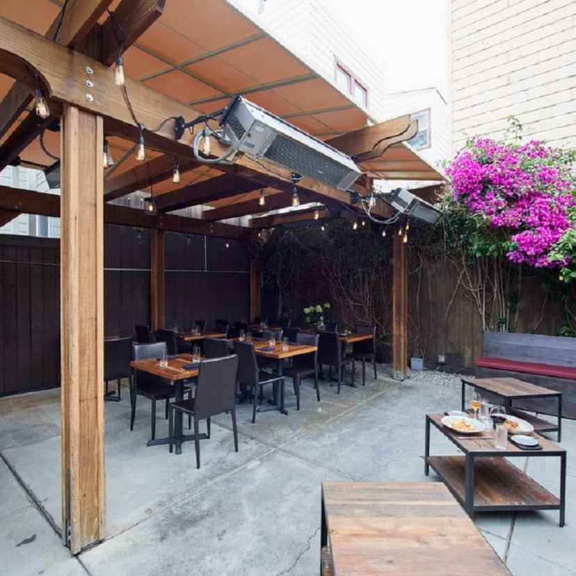 Charming outdoor dining patio in San Francisco for events and gatherings.