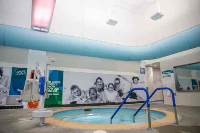 Gallanter Family Aquatics Center spa area for wellness events in San Francisco.