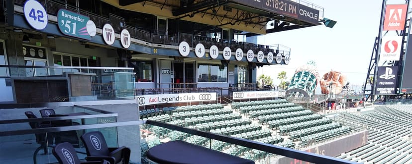 "Oracle Park Club Level: upscale seating for corporate events and VIP experiences."