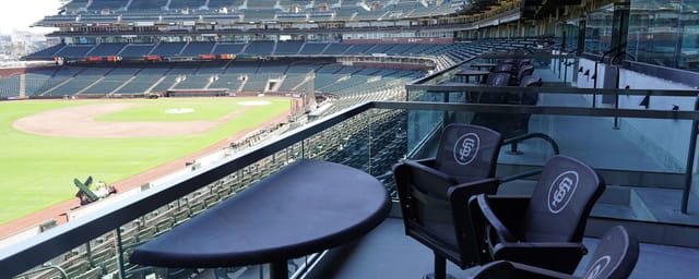 Premium seating at Oracle Park for corporate events and VIP gatherings.