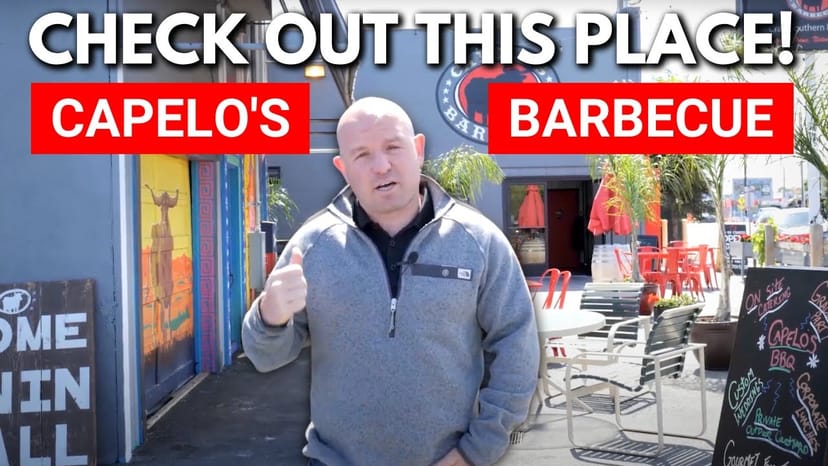 Capelo's Barbecue beer garden with colorful exterior, perfect for casual events and gatherings.