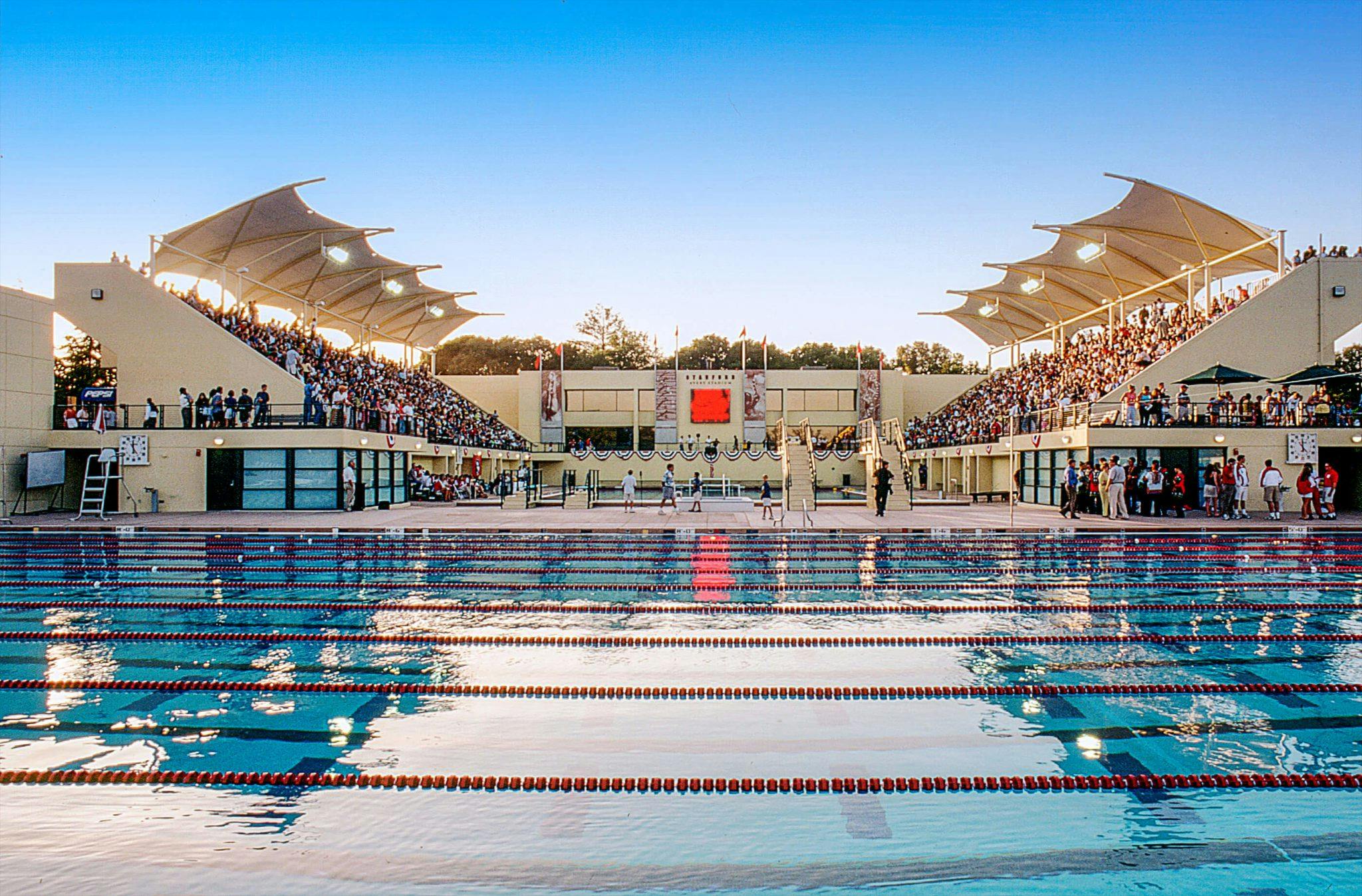 Avery Aquatic Center with vibrant pool, ideal for swimming competitions and community events.