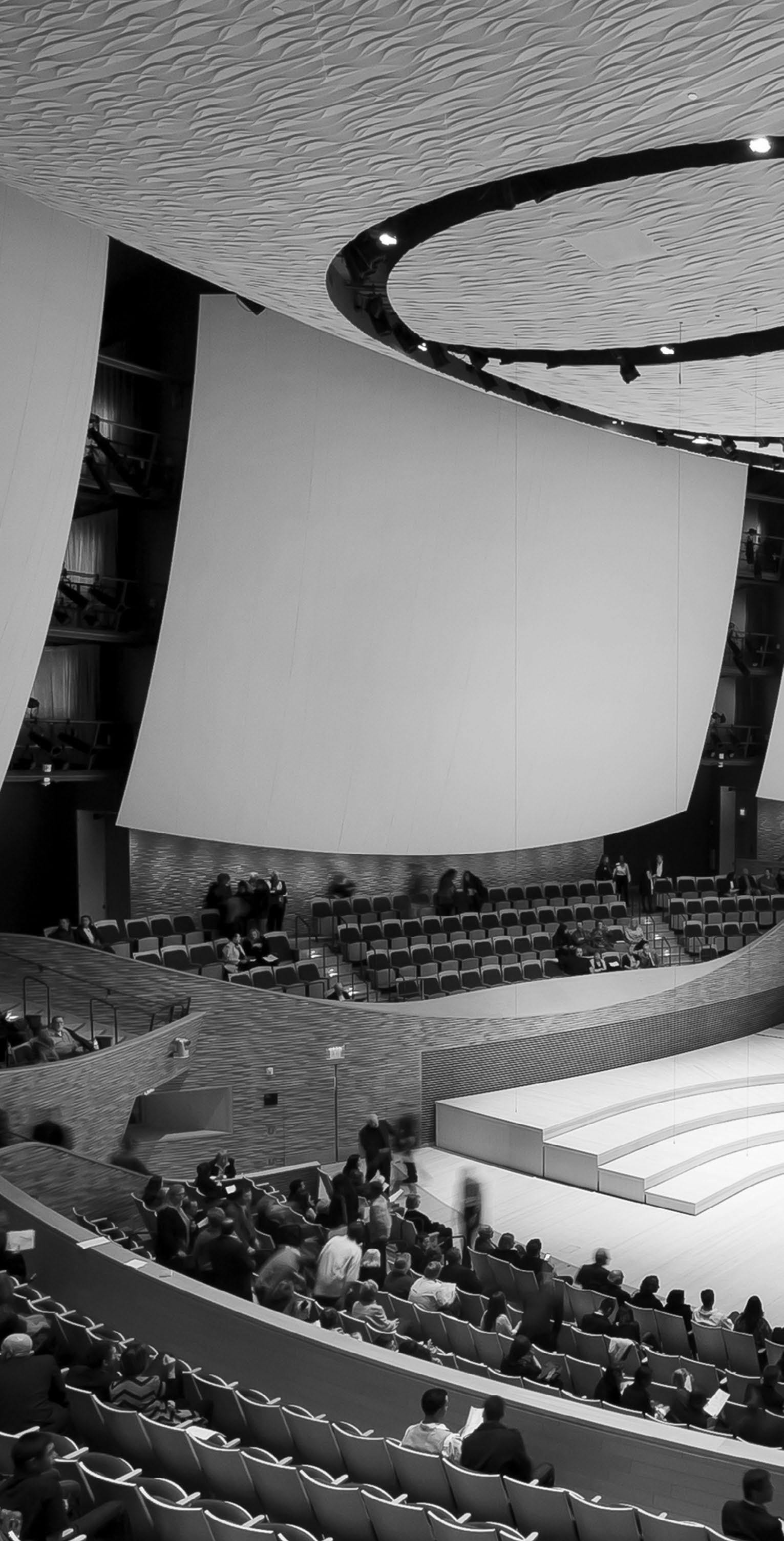 Bing Concert Hall: modern event space with elegant drapes for conferences and galas.