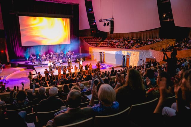 "Campbell Recital Hall live performance with engaged audience, ideal for events and concerts."