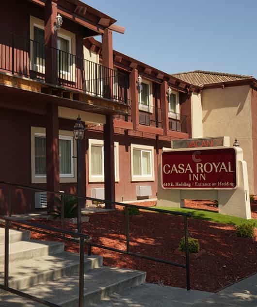 Casa Royal Inn San Jose exterior, inviting signage, ideal for intimate events and meetings.