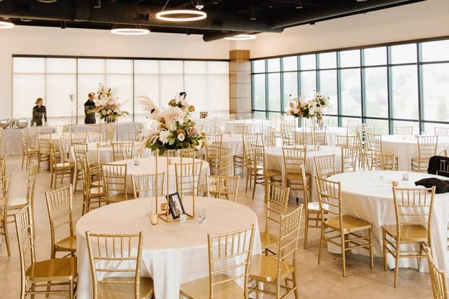 Elegant event space at The Overlook, ideal for weddings and corporate gatherings.