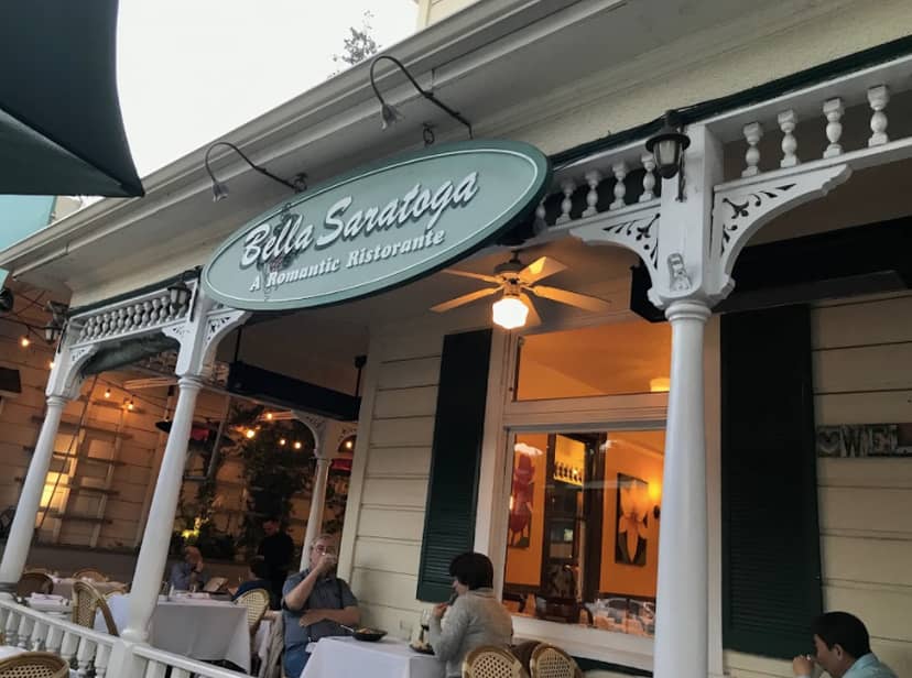 Outdoor dining at Bella Saratoga, cozy restaurant setting for intimate gatherings.