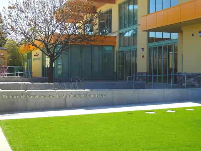 Modern courtyard meeting space at Fisher Event Center, ideal for outdoor events.