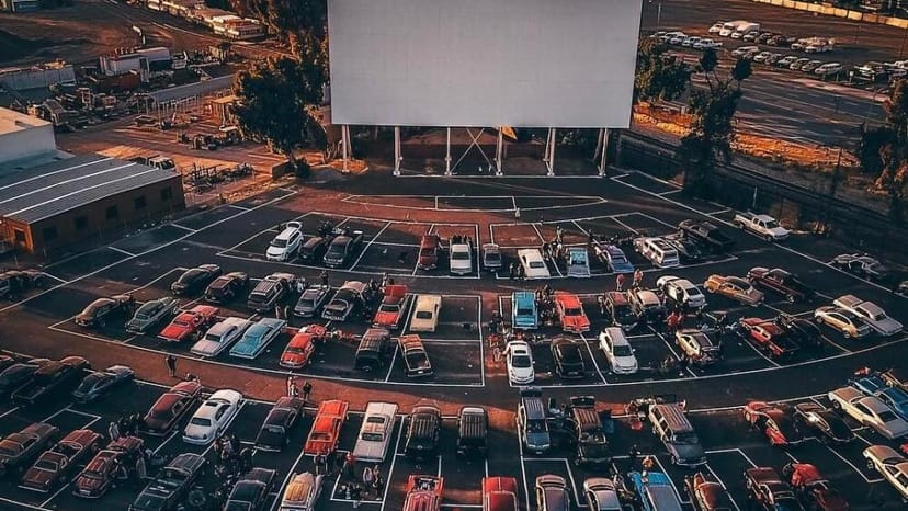 San Jose Drive-In theater with classic cars, perfect for outdoor film screenings and events.
