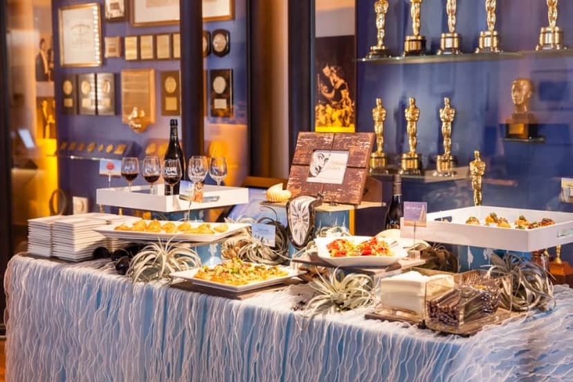 Elegant catering display with gourmet dishes for upscale events and celebrations.