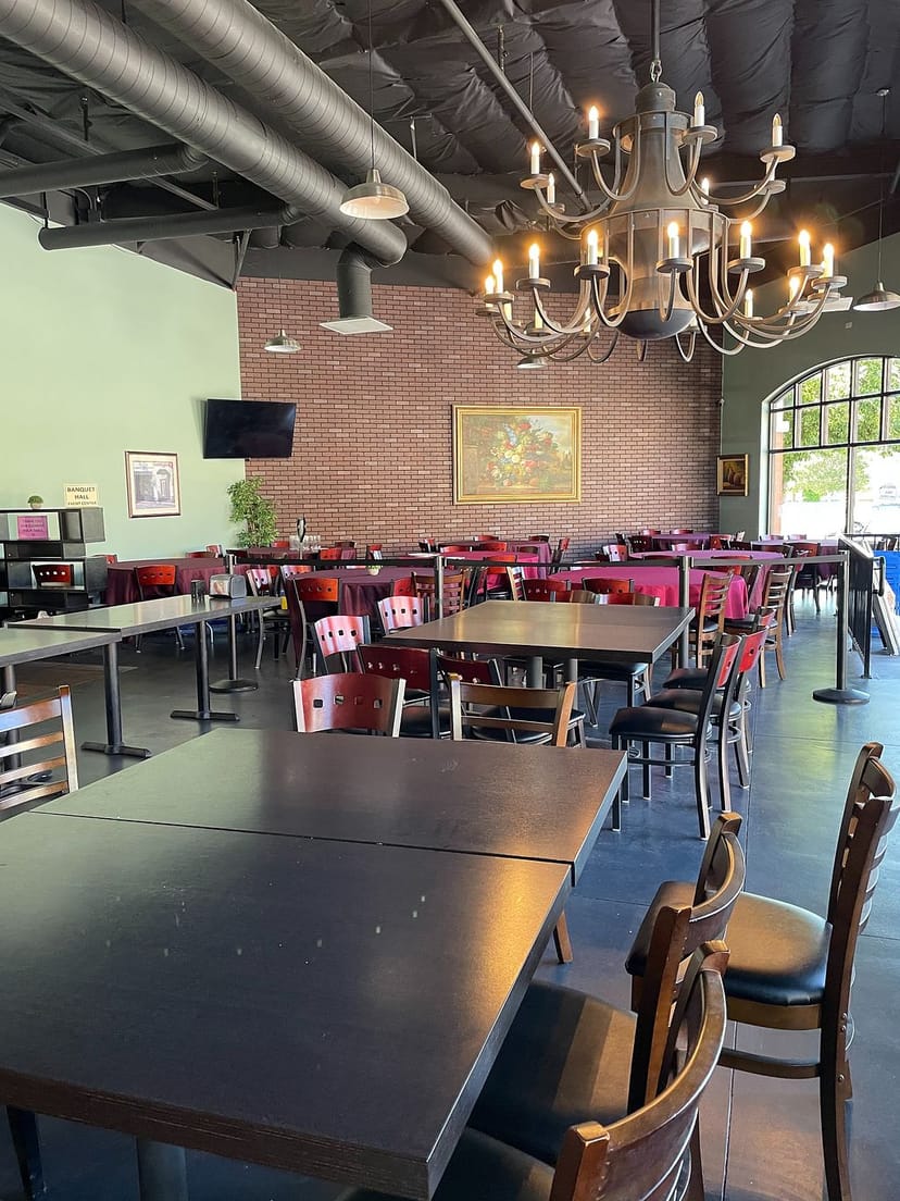 Spacious dining area at Sophie's Mediterranean Grill, perfect for events and gatherings.