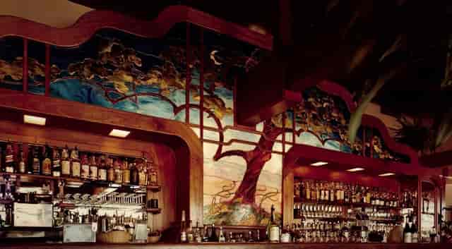Vibrant bar with mural at Number 1 Broadway, ideal for networking events and gatherings.