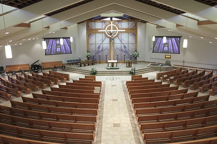 Main Church Building at Prince of Peace Church, spacious event space for weddings and conferences.