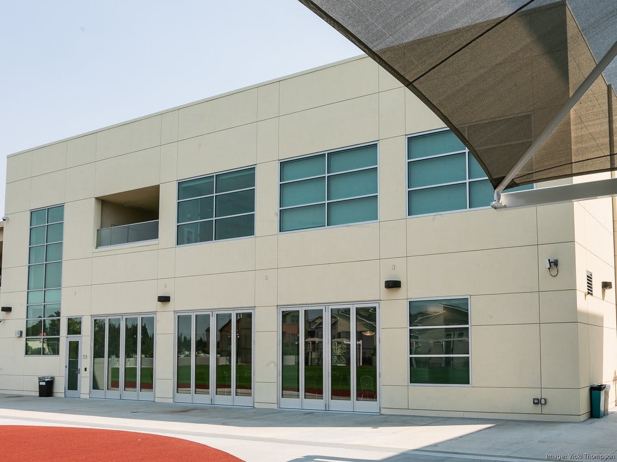 Modern Arrillaga Family Pavilion with glass doors, perfect for events and meetings.