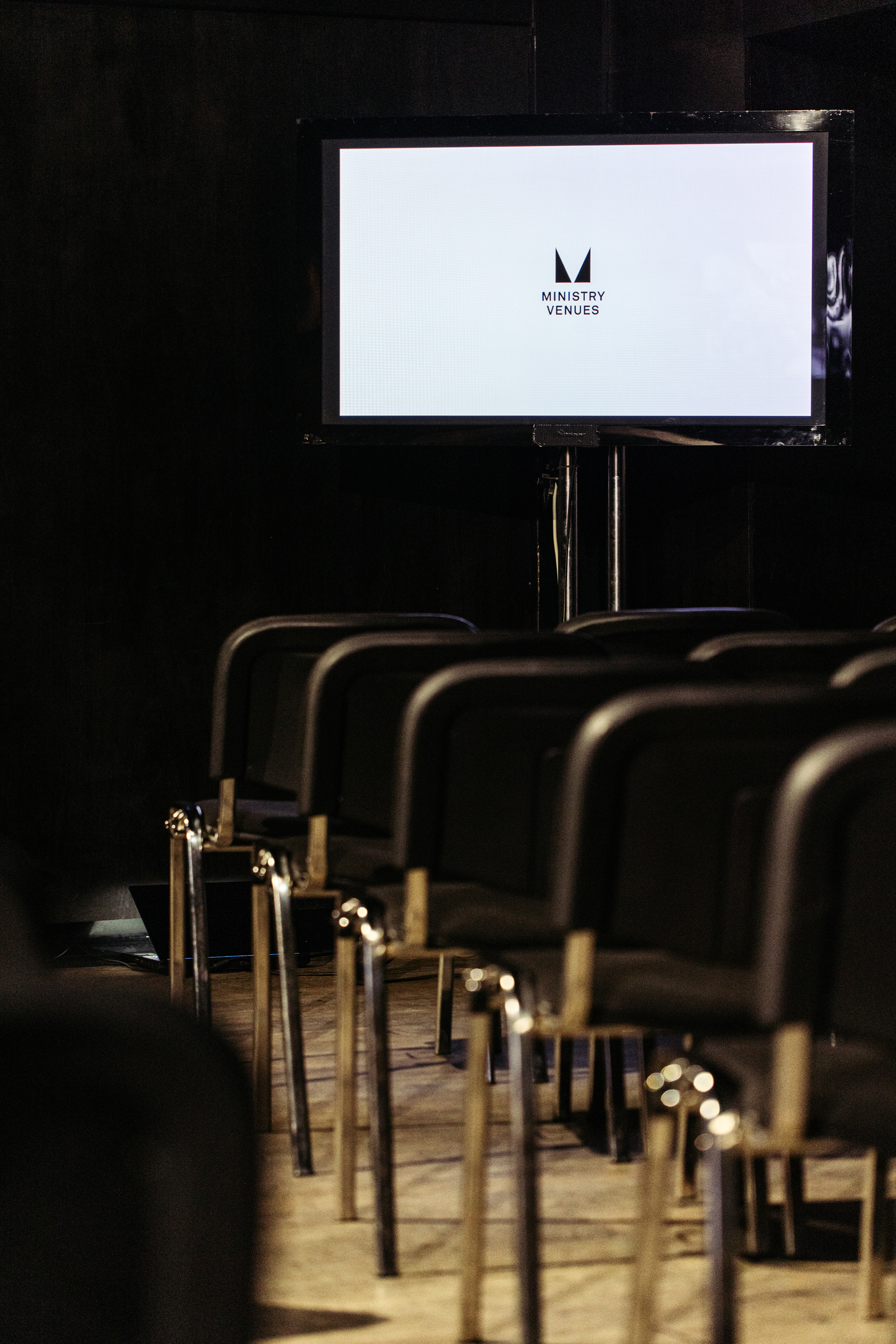 Loft at Ministry of Sound: empty chairs for an engaging presentation event setup.