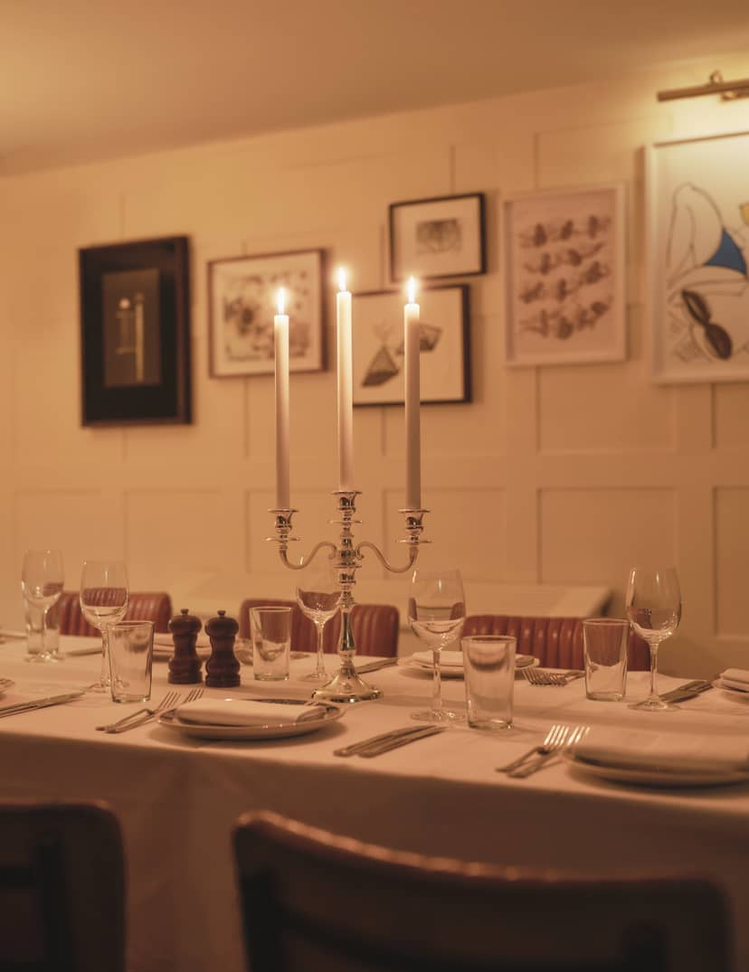 Elegant dining table in The Big Room, perfect for intimate dinners and networking events.
