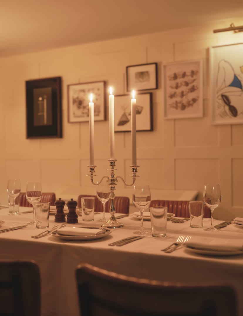 Elegant dining table in The Big Room, perfect for intimate dinners and networking events.