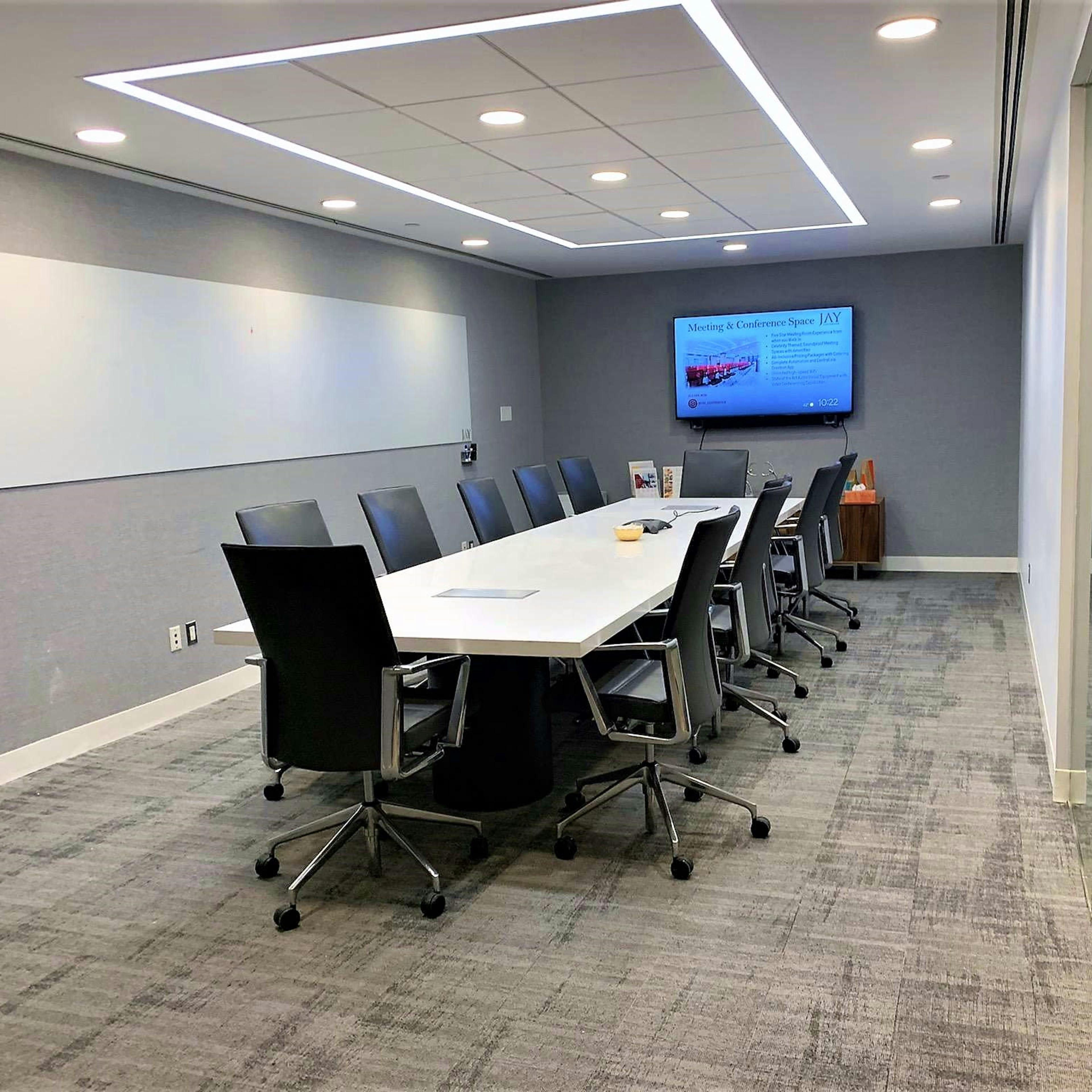 Modern conference room in NYC's Financial District for meetings and events.