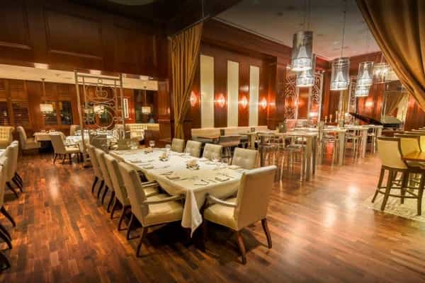 Elegant Grant Grill Lounge with plush seating, ideal for upscale corporate events.