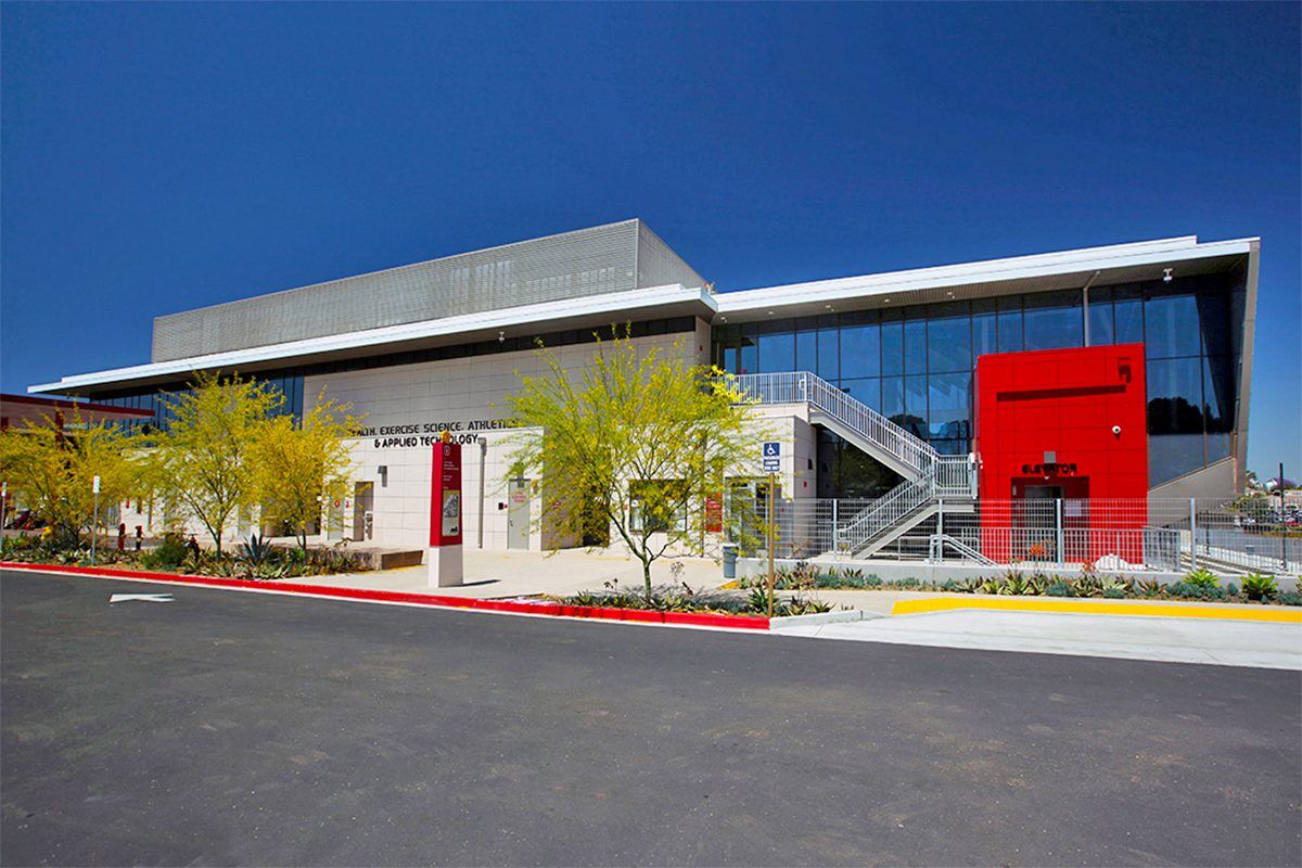 DeVore Stadium at Southwestern College: modern venue with glass windows for events and gatherings.