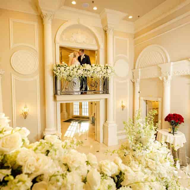Elegant wedding venue with soft lighting and floral decor in G & G Hall Rental.