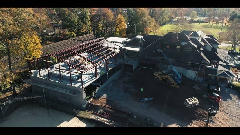 Baird Community Center construction site for modern event venue in South Orange Village.