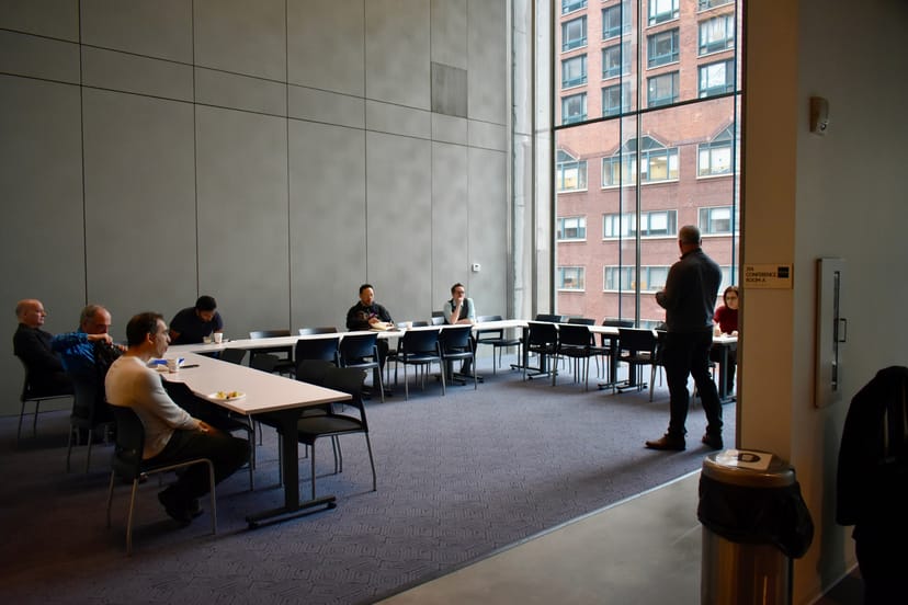 Modern meeting room in Civic Hall, ideal for workshops with natural light and spacious layout.
