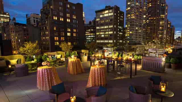 Rooftop event space at Kimpton Hotel Eventi, perfect for evening gatherings and urban events.