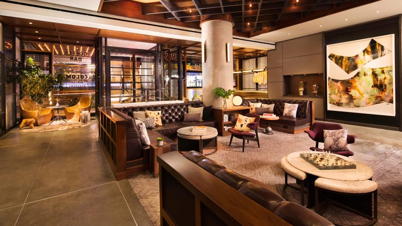 Sophisticated lounge at Kimpton Hotel Eventi, ideal for networking events and meetings.