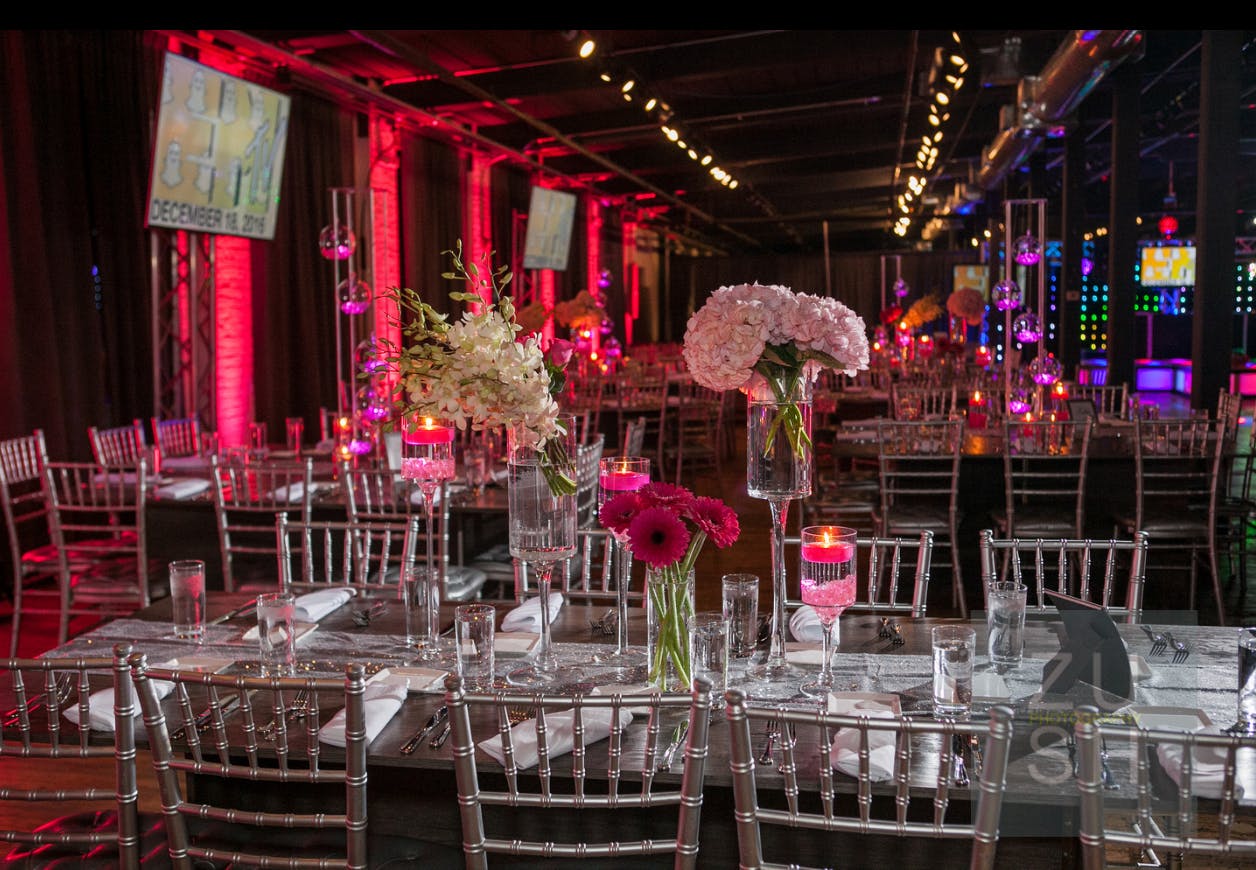 Elegant event space at Factory220 for Expositions & Trade Shows with chic decor.