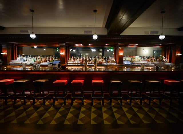 Stylish bar setup in Cafe du Nord, perfect for networking events and cocktail receptions.
