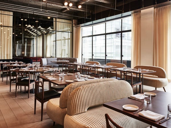 Modern dining space at Spring Place, ideal for networking events and private dinners.