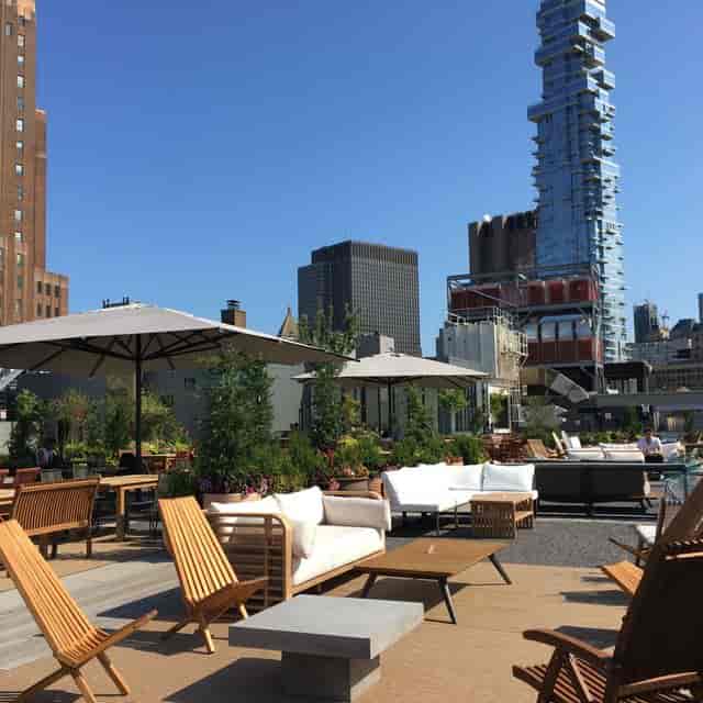 Stylish rooftop venue in Spring Place, NYC, perfect for events with city skyline views.