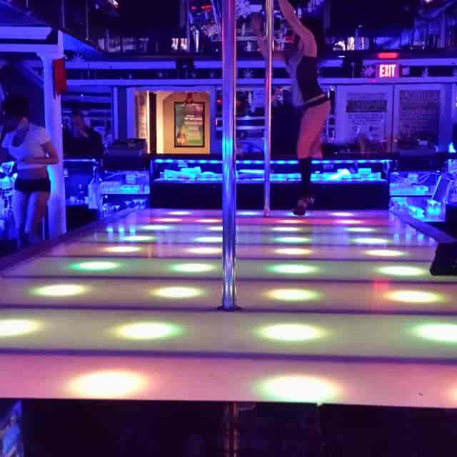 Ten's Cabaret stage with vibrant lights, perfect for nightlife and entertainment events.