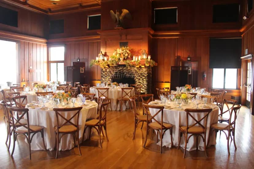 Elegant ballroom at Corinthian Yacht Club, ideal for weddings and upscale events.